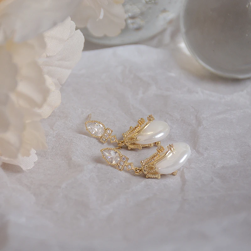 Anazoz Earring Wedding Silver Gold Plated Na Created Pearl Triangle Stud Earrings