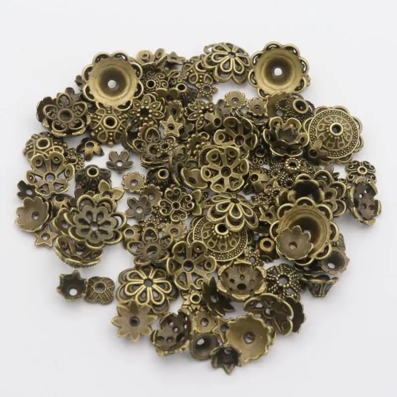 150pcs Mix Tibetan Gold Silver Color Metal Loose Spacer Bead Caps For Diy Jewelry Making Finding Necklace Accessories Wholesale
