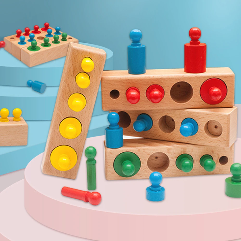 Montessori Sensorial Hand-Eye Coordination Cylinders Toy Set Kids Learning 