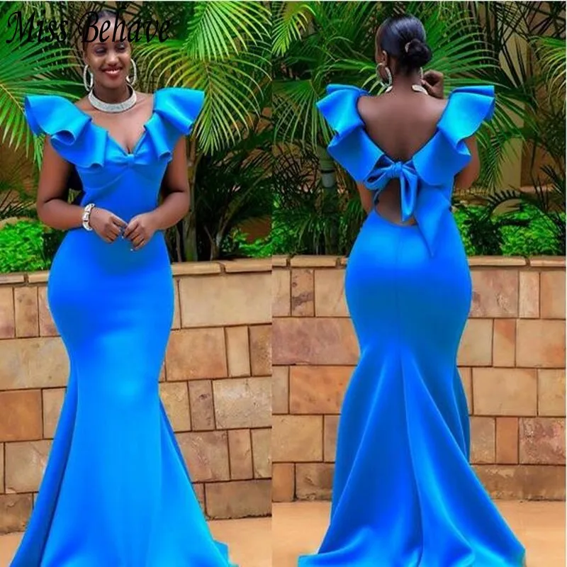 

DD JYOY Africa Evening Long 2019 Simple Design Mermaid Evening Dress Plus Size with Bow Small Train Formal Dress Evening Gown