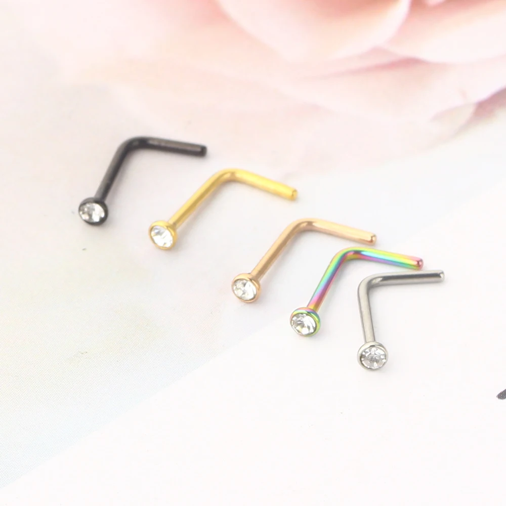 JunlowPY L 20G Nose Rings for Women Nose Piercings Jewelry Nose Rings Hoops Nose Studs Screw 316L Stainless Steel for Women Men