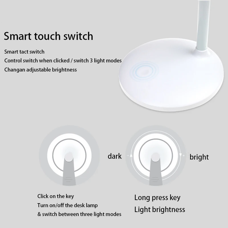LED viedā bezpakāpju aptumšojoša galda lampa lasīšanai acu aizsargs salokāms USB uzlādes galda apgaismojums guļamistabas kopmītņu naktslampas_voghion.com