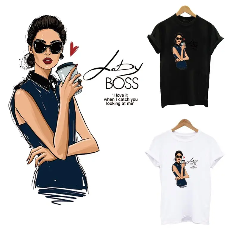 BossLadyThermalHeatTransferStickerOnClothesDIYALevelWashable