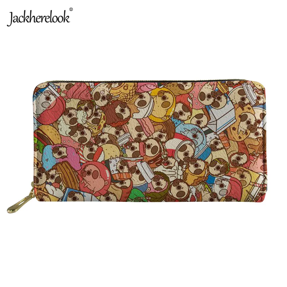 Jackherelook, новинка, женский кожаный кошелек, милый, забавный, мопс, Puppies, женский, монета, карман, держатель для карт, дамский розовый кошелек на молнии - Цвет: HMC358Z21