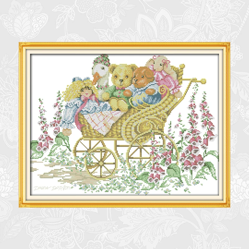 

Happy Liitle Bears Counted DIY Handmade Cross-stitch Kit Needlework Chinses Cross Stitch Printed On Canvas For Embroidery