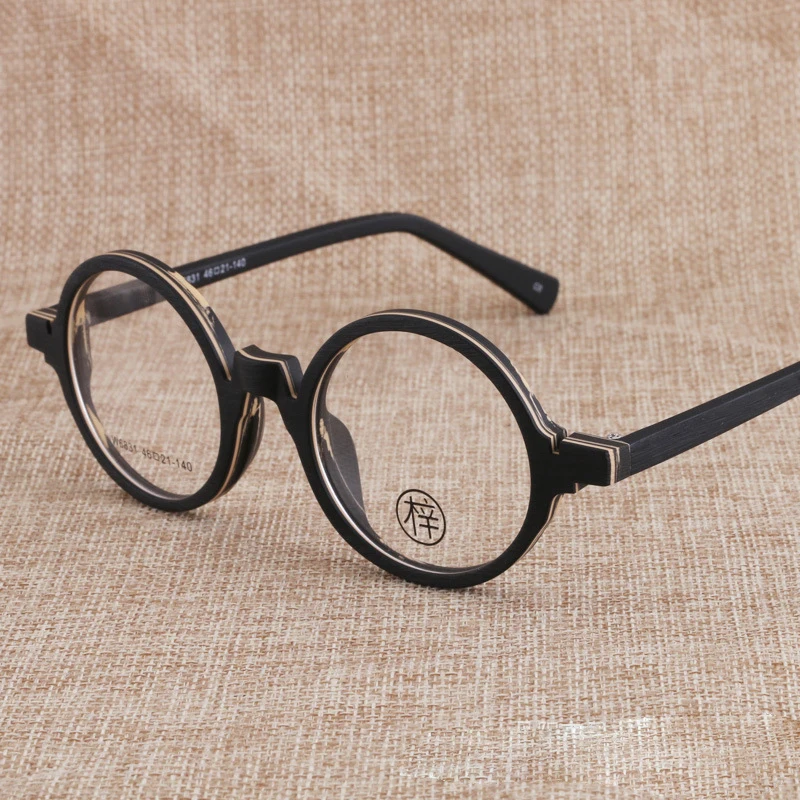 Zerosun ацетатная круглая оправа для очков для мужчин и женщин винтажные поддельные деревянные зернистые очки мужские очки по рецепту - Цвет оправы: multi