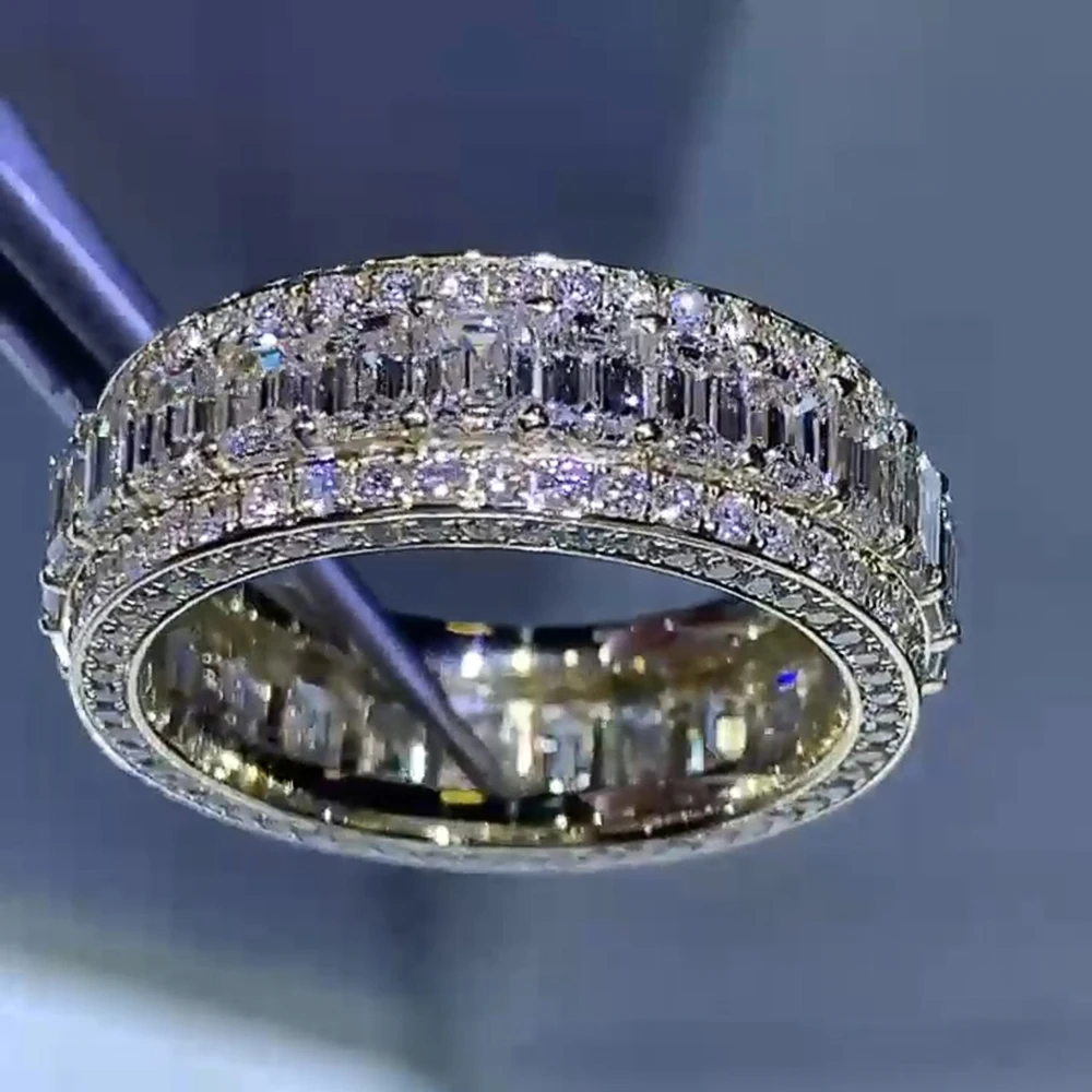 Huitan-anillos de boda de Zirconia cúbica, Micro pavé brillante, de alta calidad, para mujeres