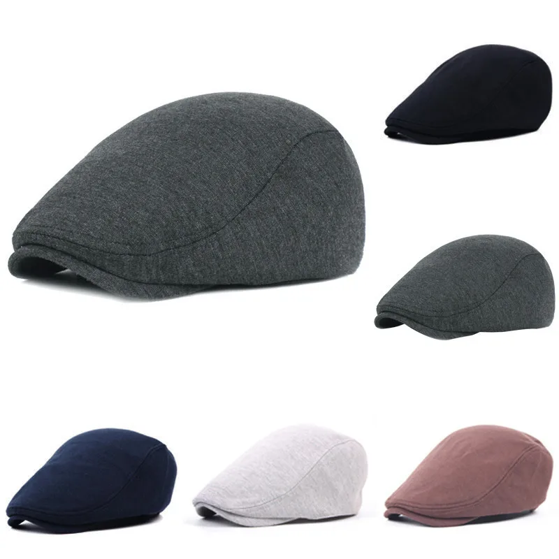 Flat Berets Caps For Men Casual Peaked Cap Berets British Retro Flat Ivy Cap Adjustable Tweed Gatsby Bone Hat Winter Hats O21