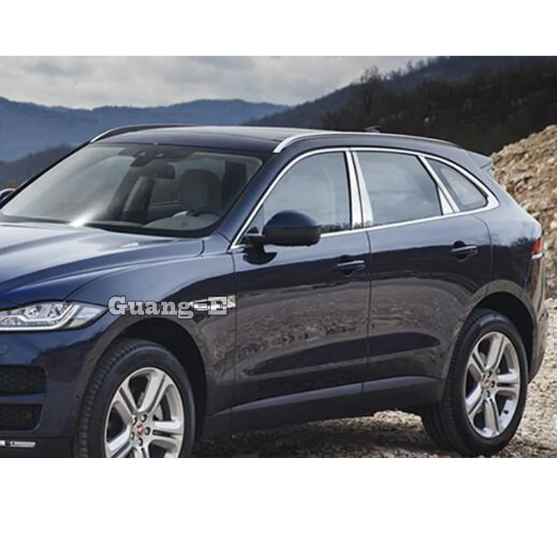 Для Jaguar F-Pace Fpace автомобиля из нержавеющей стали, украшение для окна средней полосы, отделка рамы, колпак для лампы
