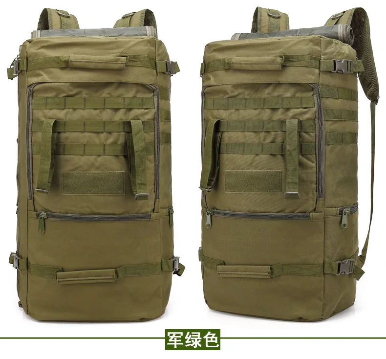 Waterproof 60L Tactical Camouflage sprots backpack men travel outdoor Military male Mountaineering Hiking Climbing Camping bags - Color: Army green