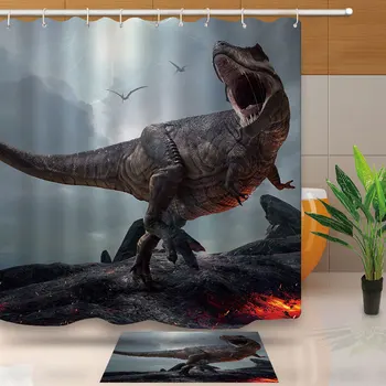 

Modern 3D Print Animal Dinosaur Beast Shower Curtains Bath Screens Waterproof Curtains Bathroom Decor Customized Lion Tiger