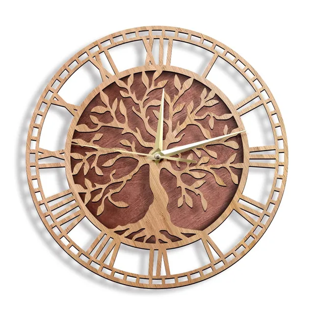 Élet Fa Falióra Lézerrel Vágott Művészeti Parasztház Wall Watch Family Tree Home Dekor Háziasszonyos Csendes Seprő Óra
