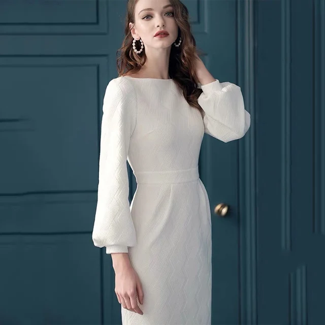 Robe Droite Slim A Manches Bouffantes Pour Femmes Elegante Classique Russe Couleur Unie Decontractee De Qualite Nouvelle Collection Printemps Ete 2020 Aliexpress