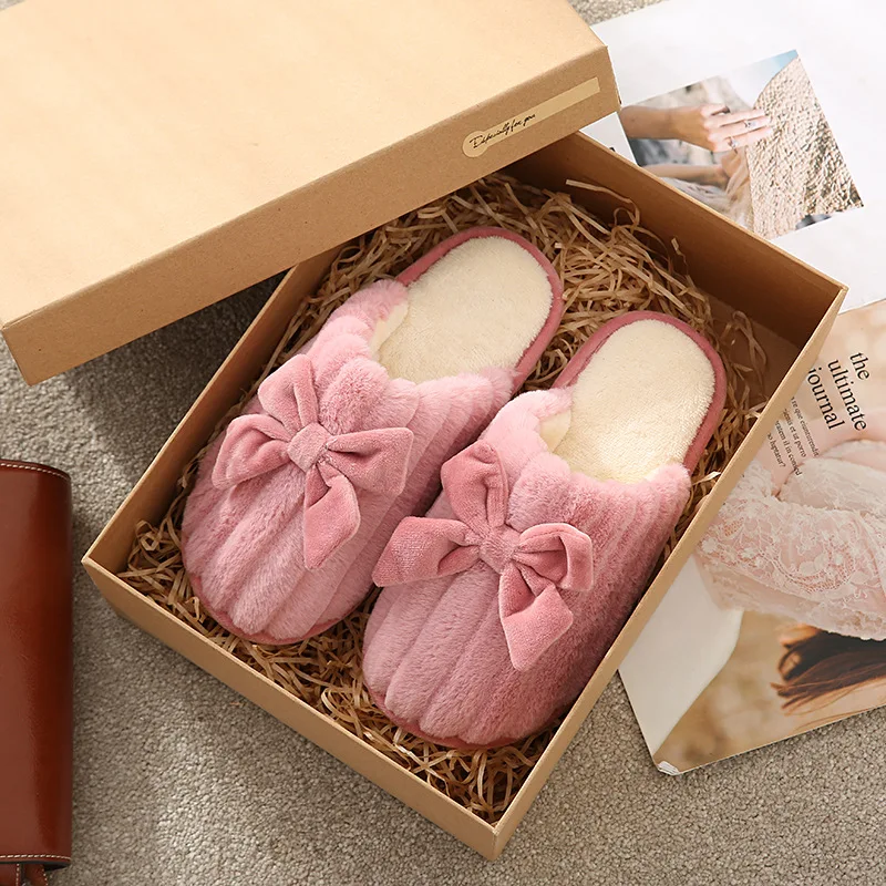 

New Autumn and Winter Floor Slippers Lady Thickening Home Slip-proof Thick-soled Couple Heating Home Fur Slippers Male Winter