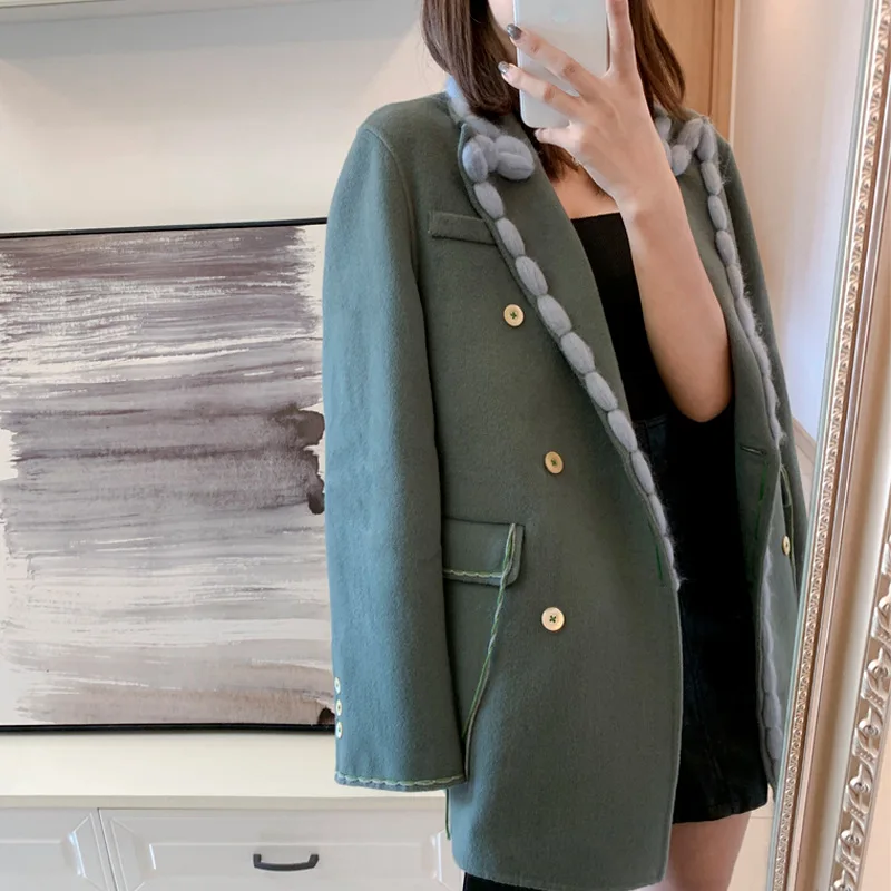 50% OFF Autumn Winter 2020 Suit New Retro Fashionable Western Style Loose Wool Suit Short Coat Double Breasted Women Jackets and Coats