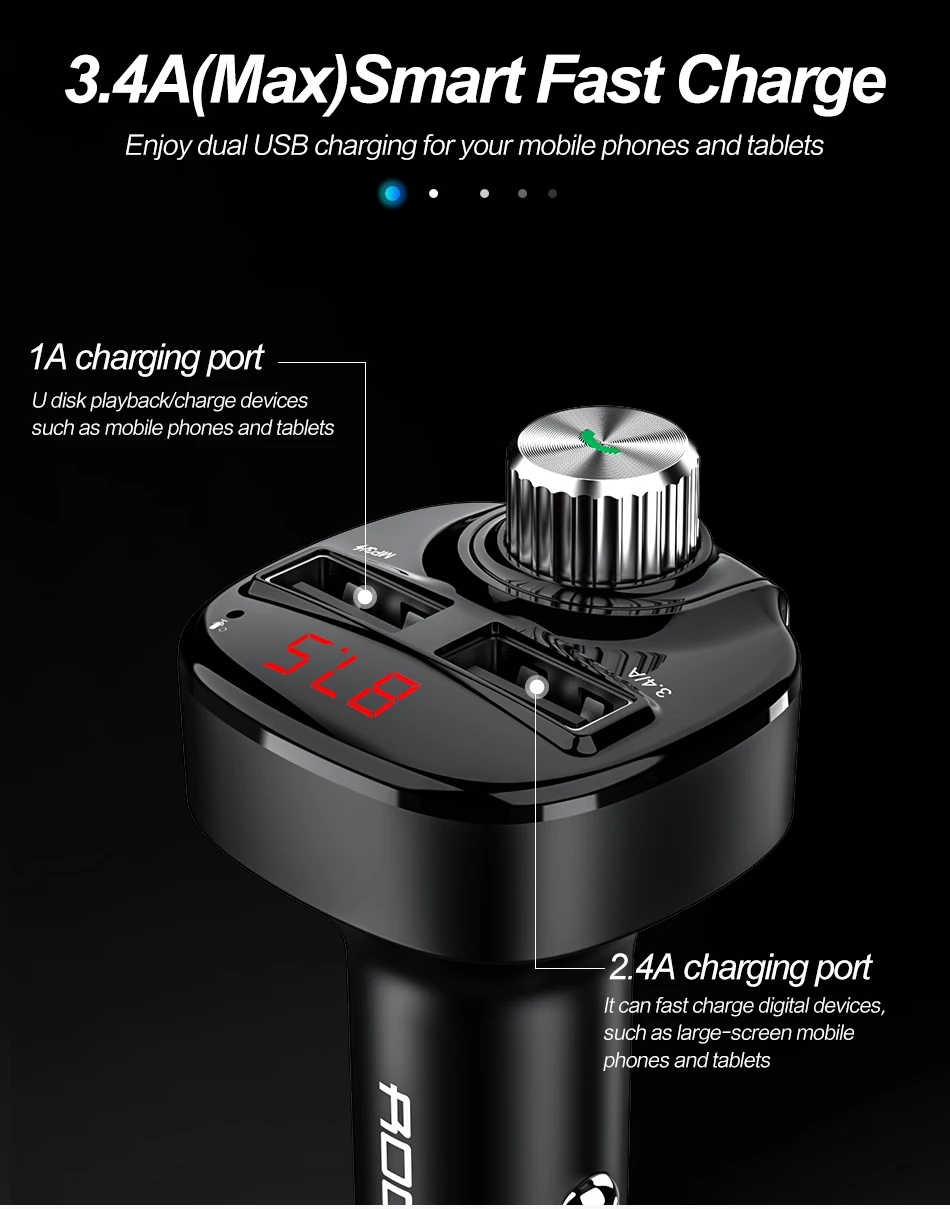 Fm-передатчик модулятор Bluetooth Handsfree автомобильный комплект аудио MP3 плеер с 3.4A двойной USB автомобильный fm-передатчик зарядное устройство для телефона