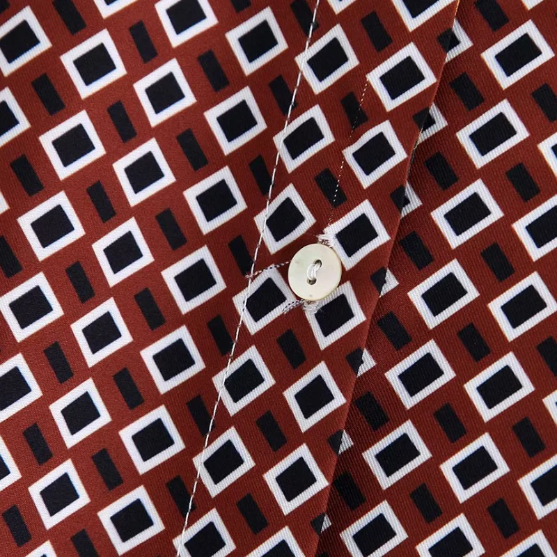 Женский винтажный геометрический лоскутный принт рубашечное платье ретро дамы шик осень длинный рукав бизнес прямые платья DS2973