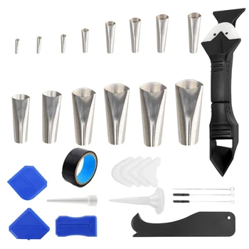 

29Pcs/Set Caulking Finisher Tools Kit Caulk Scrapers Stainless Steel Sealant Caulking Tool for Kitchen Bathroom Window