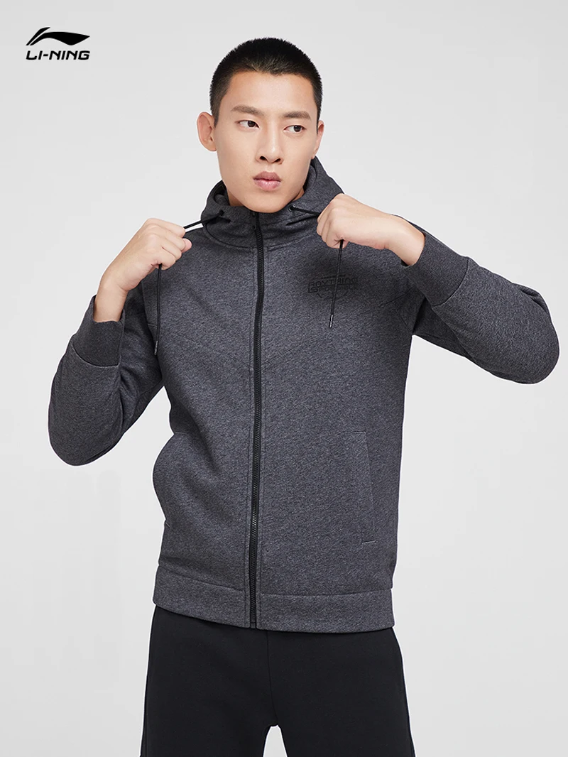Li-Ning/Мужская баскетбольная трикотажная толстовка с капюшоном, теплый зимний флисовый свитер с подкладкой из 72% хлопка и 28% полиэстера, спортивный свитер AWDP667 MWW1619