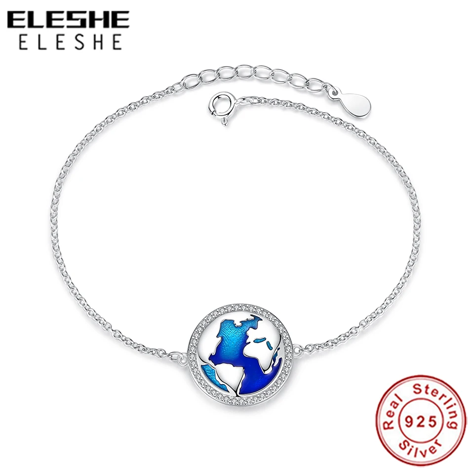 Женский браслет цепочка ELESHE из стерлингового серебра 925 пробы с фианитом круглой