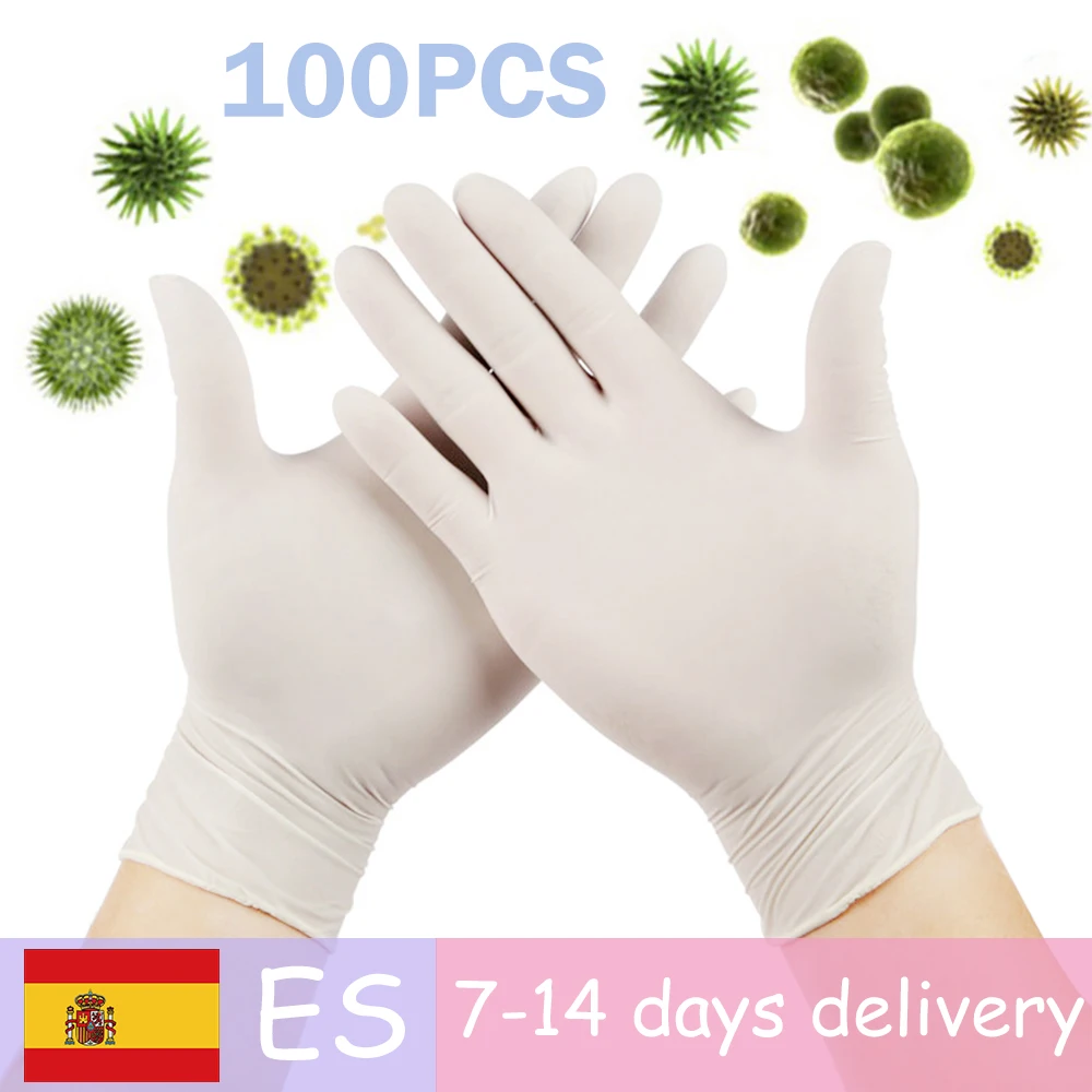 

100Pcs/Lot Disposable Latex Protective Gloves Non-Slip Acid Laboratory Rubber Latex Gloves Household Cleaning Supply