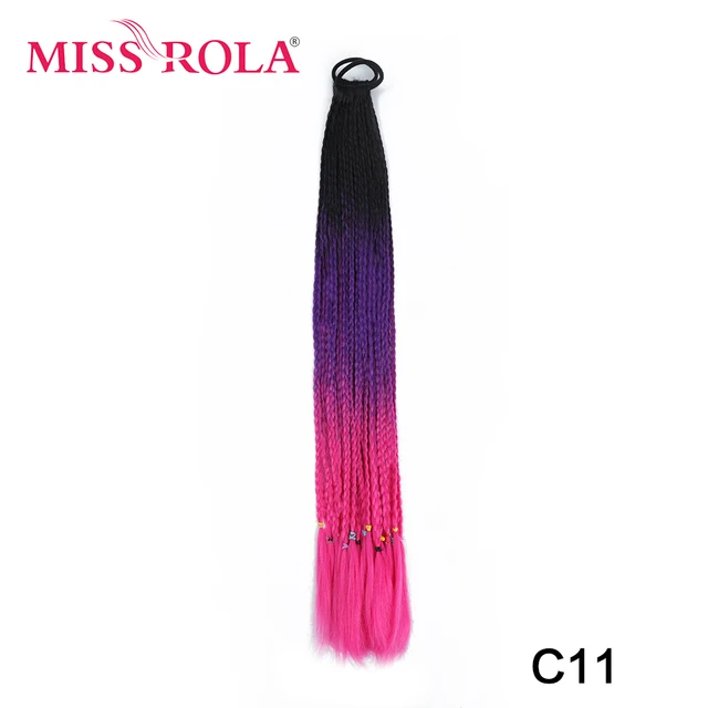 Synthetic Chignon Hair 60cm Hair Color Gradient Dirty Braided Ponytail Women Elastic Hair Rubber Band Hair Accessories Headband C11