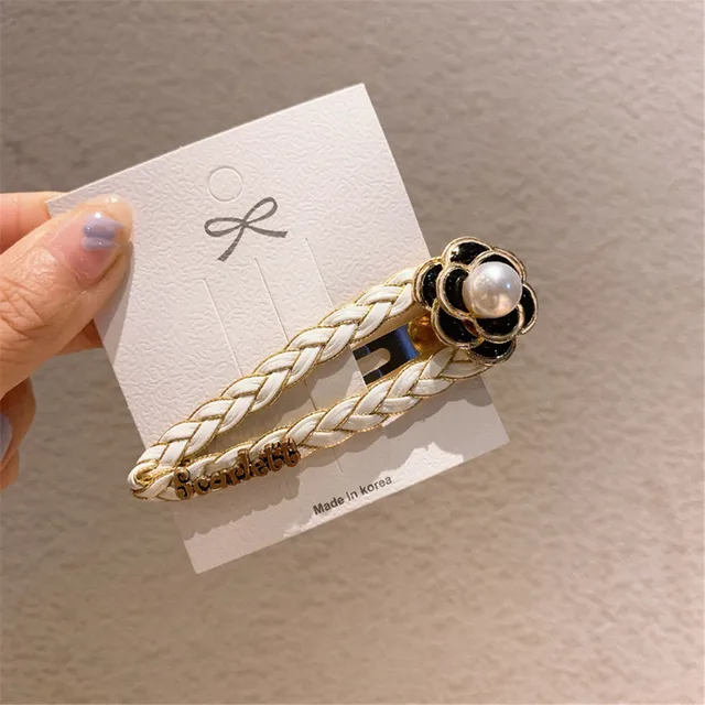 Adult Women Camellia Pearl Barrettes Hairpins Hair Clips Fashion Korean Lady Girl Head Wear Accessories-AS-W20 Royal Blue