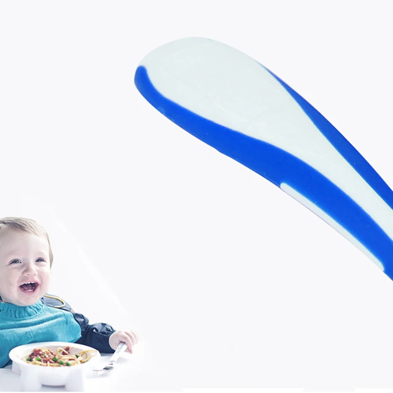 2PCS/SET Fork Spoon Suit Portable Training Forks Spoons Babies Tableware Bending Spoon Head Set Gadgets