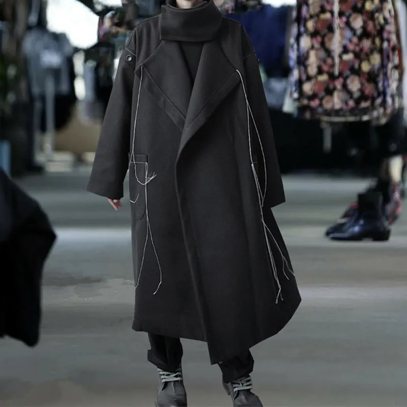 

2022 Autumn/winter dark wool coat in large size medium long trench coat for men trend loose coat coat
