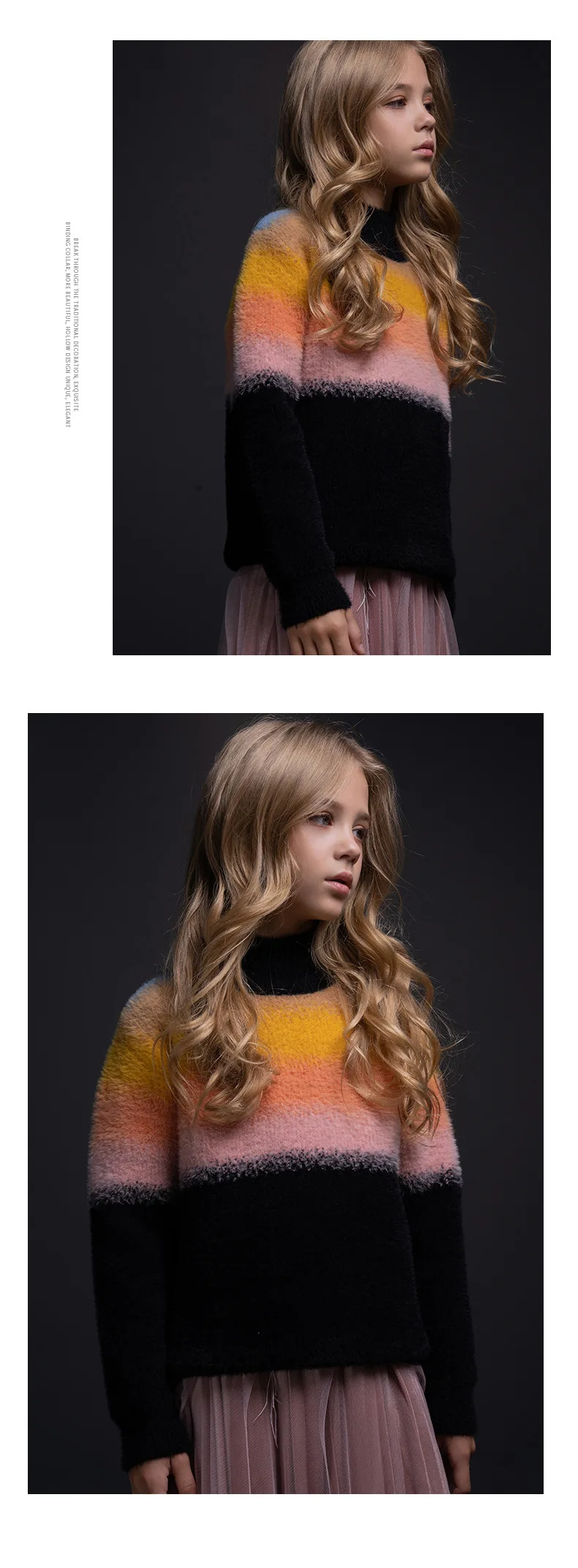 Luxurious Plush Sweater Girl Autumn Winter Thick Velvet Teenager Tops Colorful School Kids Pullover Sweater Skirt Clothes Sets