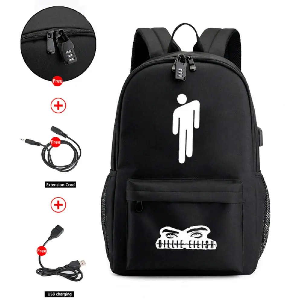 BPZMD световой Billie Eilish Противоугонный ноутбук рюкзак DJ для подростков, для мальчиков и девочек, школьные рюкзак Для мужчин Для женщин сумки Rucksa - Цвет: CG5305