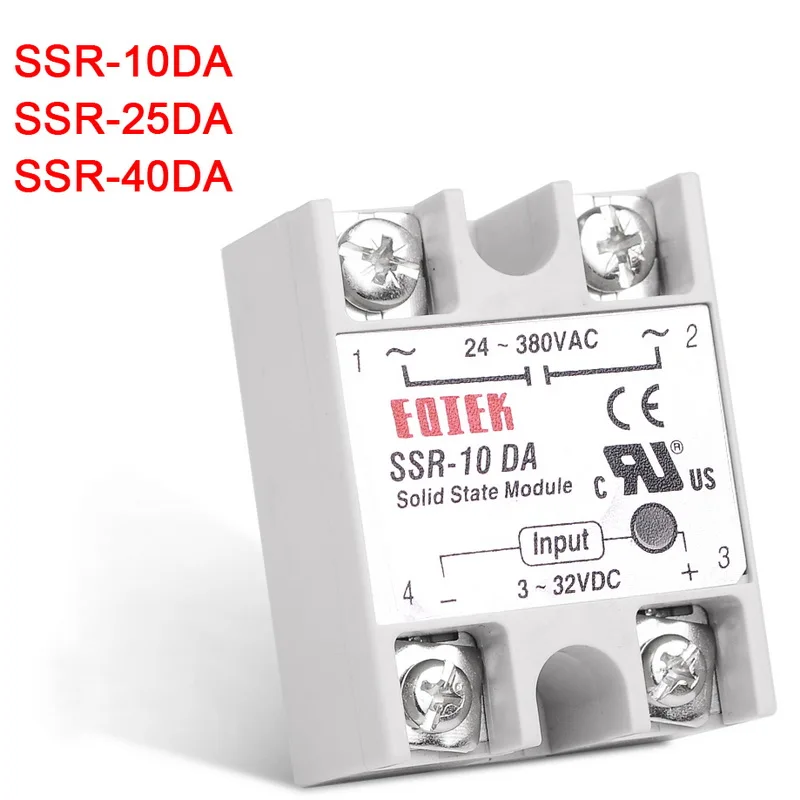 

220v Solid State Relay SSR -10DA/25DA/40DA DC Control AC SSR White Shell Single Phase Solid State Relay New