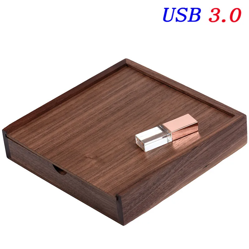 B POWERONE 1 шт. бесплатный логотип орех фотоальбом Кристалл usb+ коробка Memory stick Pendrive 4 Гб-64 Гб фотография Свадьба 170*170*35 мм - Цвет: B