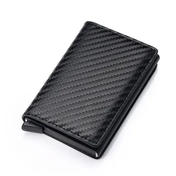 

Carbon Fiber Leather RFID Aluminum Wallet AutomaticCredit ID Holder Card Men's Pocket Holder Wallet Anti-theft Coin Card Case