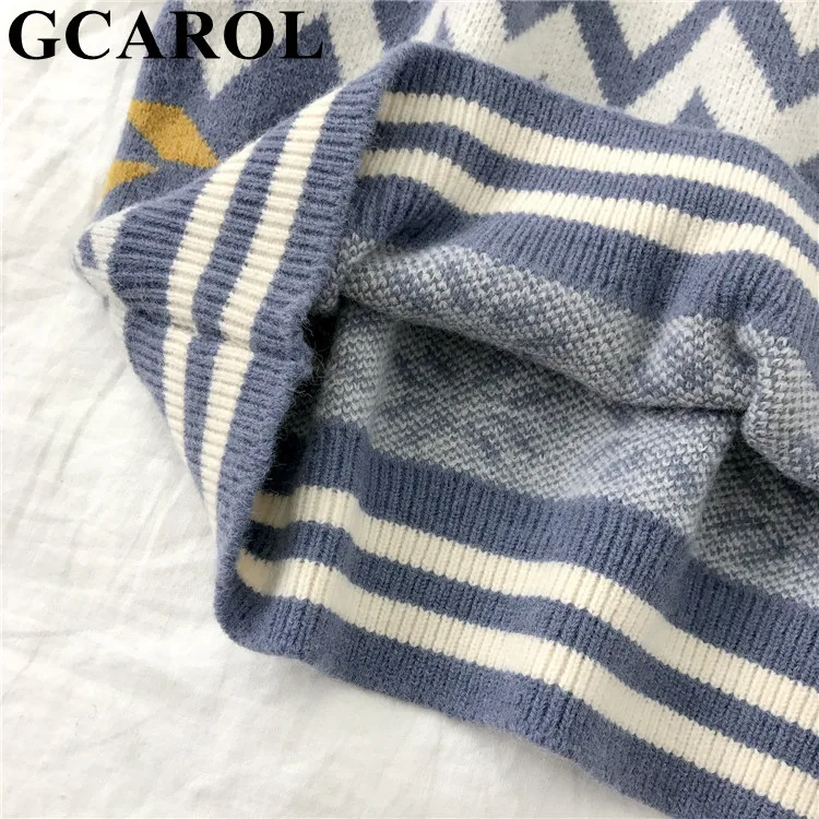 GCAROL, новинка, Зимний Рождественский женский свитер с лосем, негабаритный, с заниженным плечом, с геометрическим рисунком, красивый стиль, толстый вязаный джемпер, свитер для ленивых