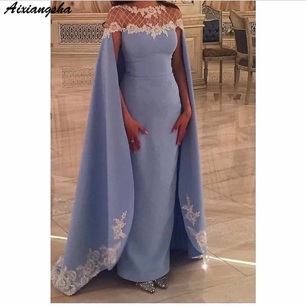 Сексуальное элегантное женское вечернее платье праздничное платье с длинными аппликациями атласное плюс размер Арабский мусульманский синий вечернее платье