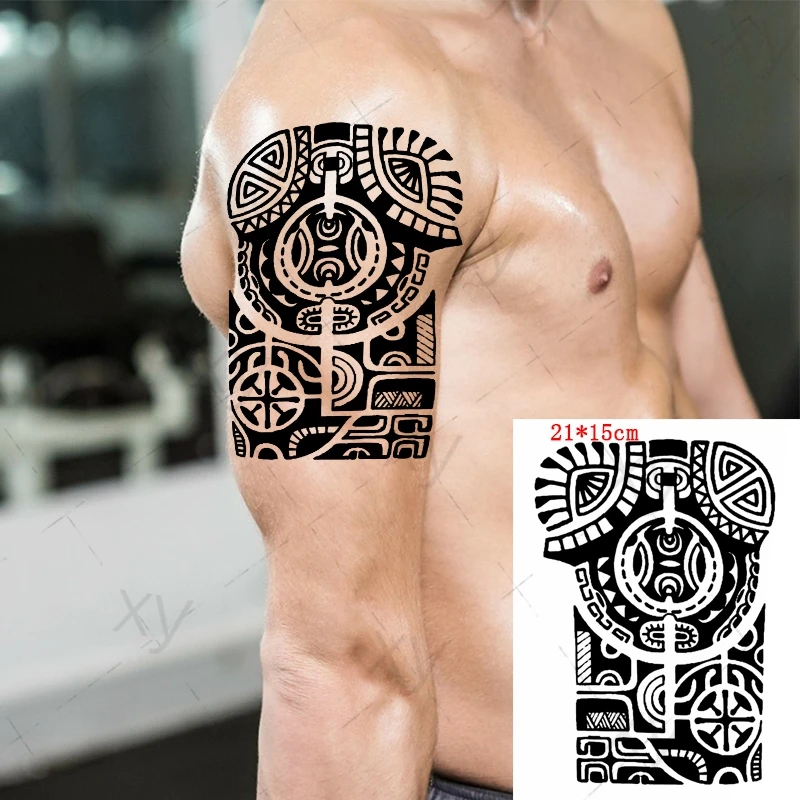 

Водостойкая Временная тату-наклейка, узор, племя, тотем, флэш-тату, Женская корона, тигр, голова овцы, боди-арт, рука, искусственная татуировка для мужчин