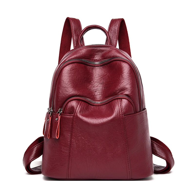 Bagpack Women Leather Backpack High Quality Female Shoulder Bag Casual Solid Backpack Purse School Bag For Teenage Girls Mochila
