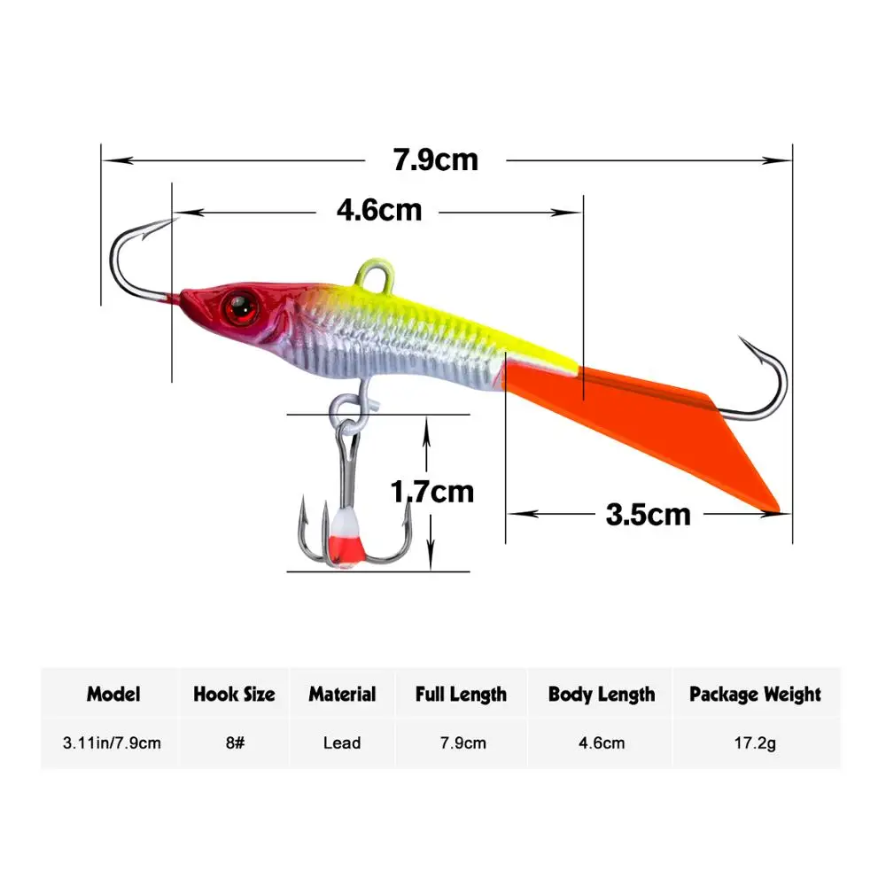 Goture, 1 шт., балансировочная приманка для зимней рыбалки, приманка для льда, 4 цвета, 7,9 см/17,2 г, свинцовый Воблер для ловли щуки, искусственная приманка - Цвет: C10975-3