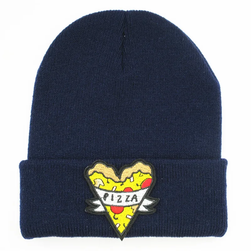 LDSLYJR геометрическая вышивка пиццы утолщенная вязаная шапка зимняя теплая шапка Skullies шапка бини для мужчин и женщин 358
