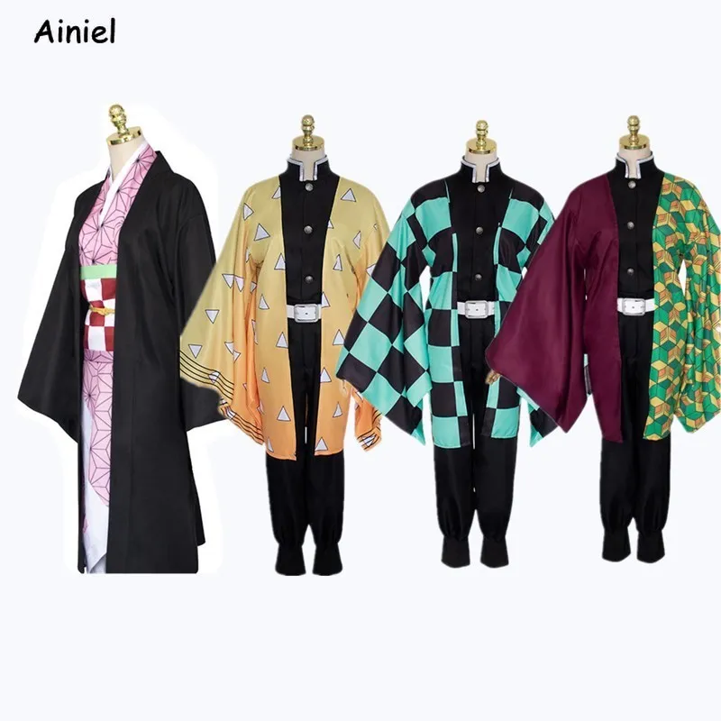 

Anime Demon Slayer Kimetsu no Yaiba Cosplay Costume Nezuko Kamado Tanjirou Kimono Agatsuma Hoodies Dress Uniform Wigs Men Women