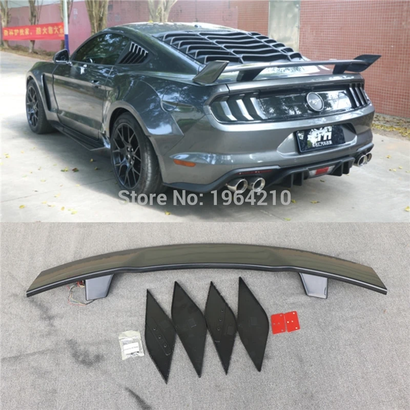 

ABS Plastic Rear Roof Spoiler Tail Trunk Spoiler Wing Boot Molding With Led Light For Ford Mustang 2015 2016 2017 2018 2019