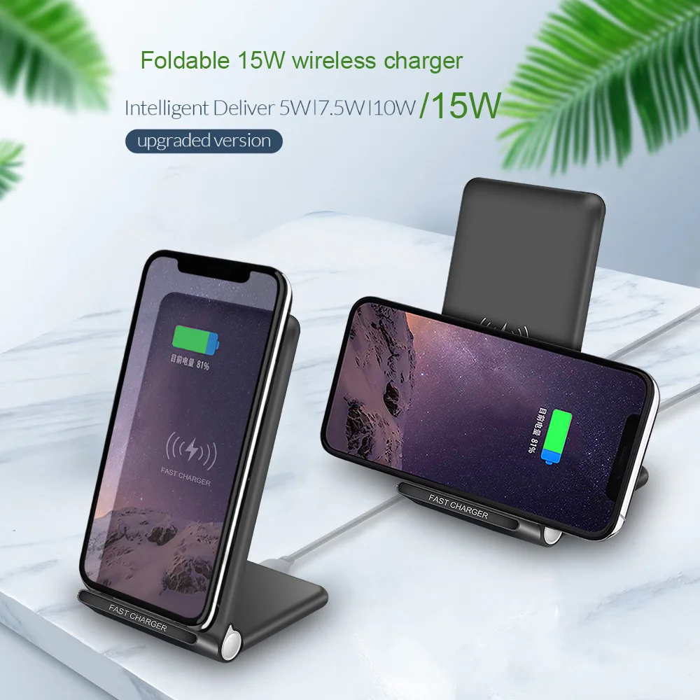Беспроводное зарядное устройство 15 Вт Qi для iPhone 11 8 X XR XS Max Samsung Galaxy S8 S9 S10 Plus S10e Note 9