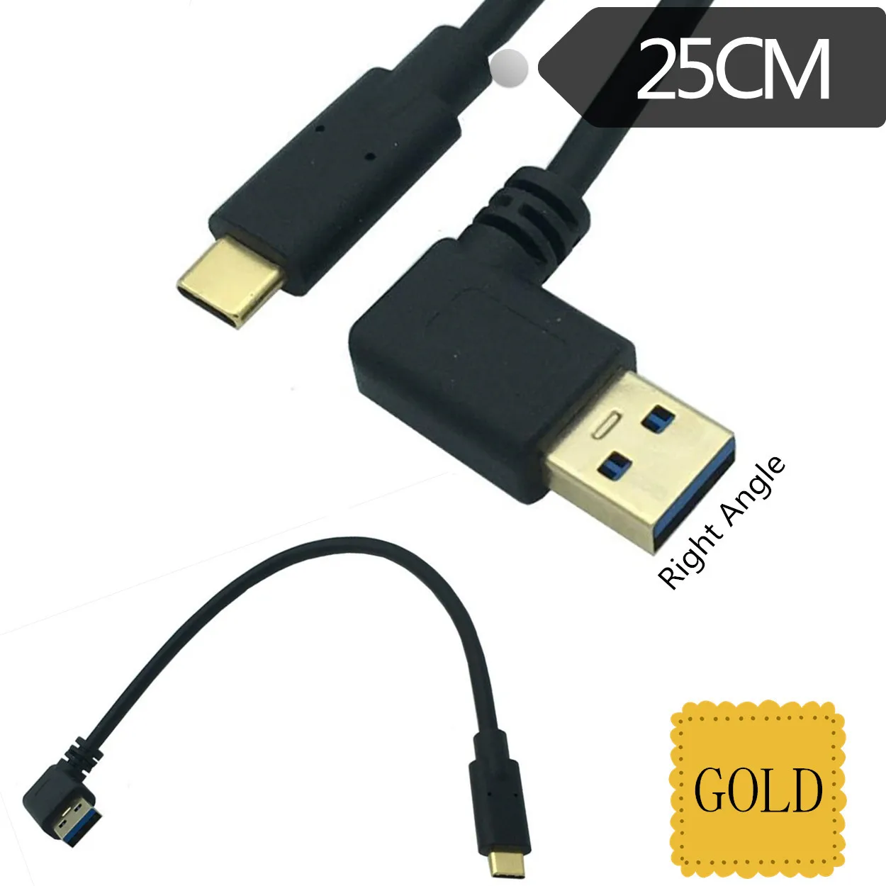 Позолоченный 90 градусов USB 3,0 штекер для USB3.1 type-C штекер вверх/вниз/влево/вправо Угол USB синхронизация данных и зарядный кабель Разъем