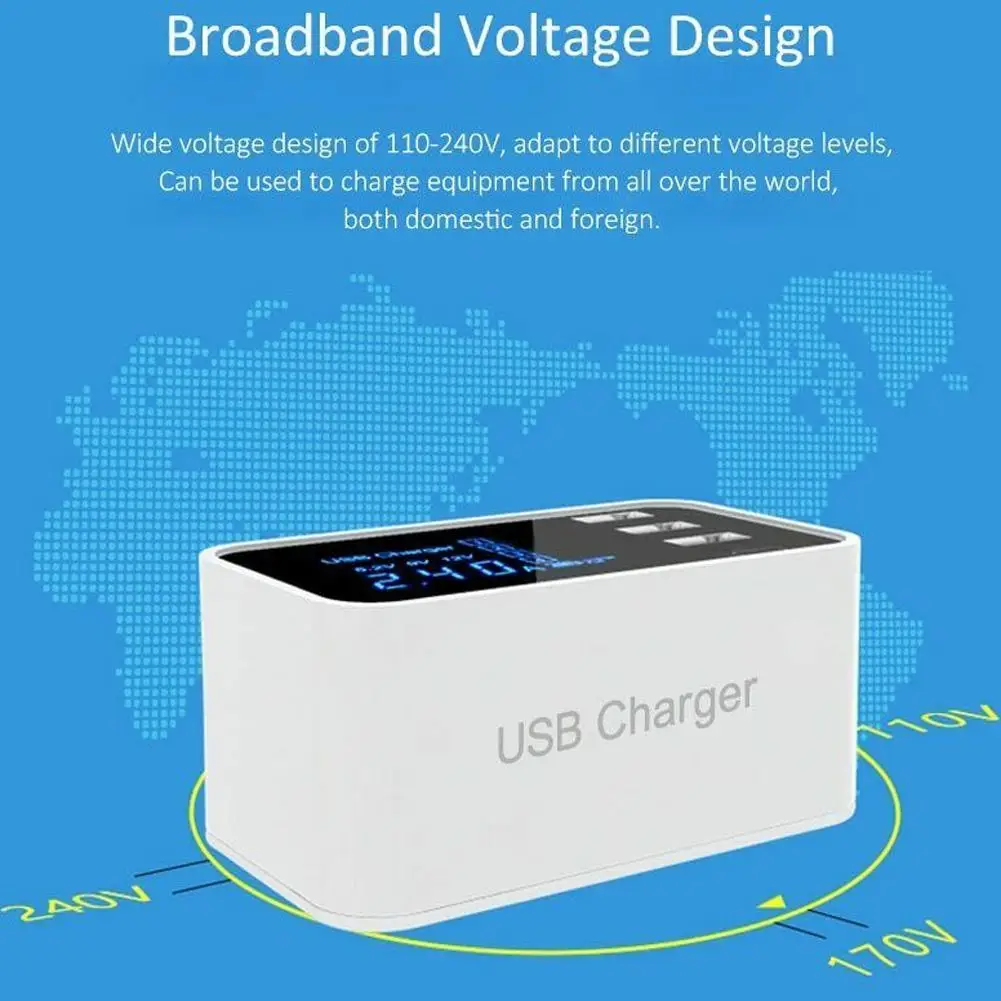 4 Порты USB Зарядное устройство Тип C Смарт зарядка через usb туристическая станция настенный термометр стол Зарядное устройство адаптер с ЖК-дисплей Дисплей для iPhone samsung S9