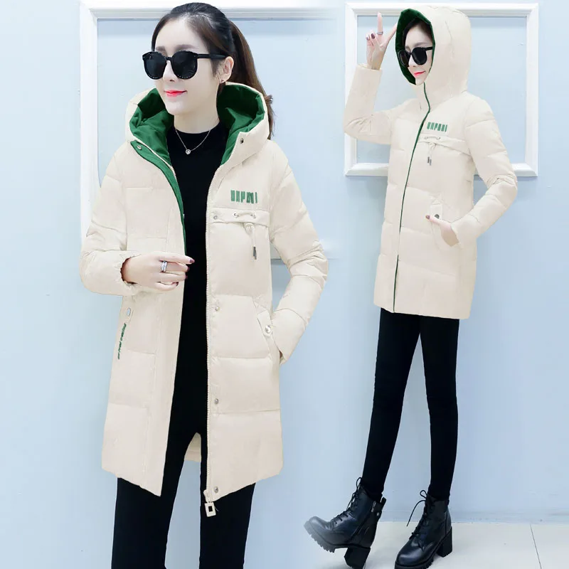 New Winter Women Casual Long Sleeve Hooded Jackets Loose Warm Middle School Student Cotton Coat Female Coats Zipper Outerwea