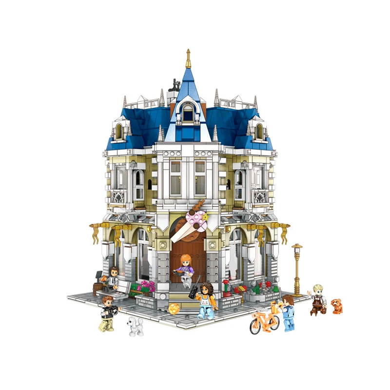 

Street view allegory model building stacking blocks bricks amusement park tavern bookshop children kids christmas toys gift