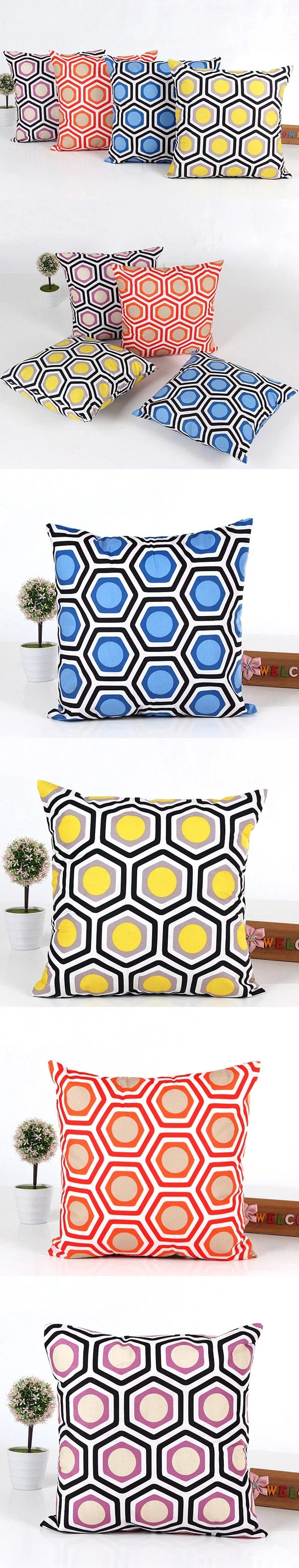 Colorful Geometric Duplex Printing Throw Pillow Cases Soft Dacron Home Sofa Cushion Cover