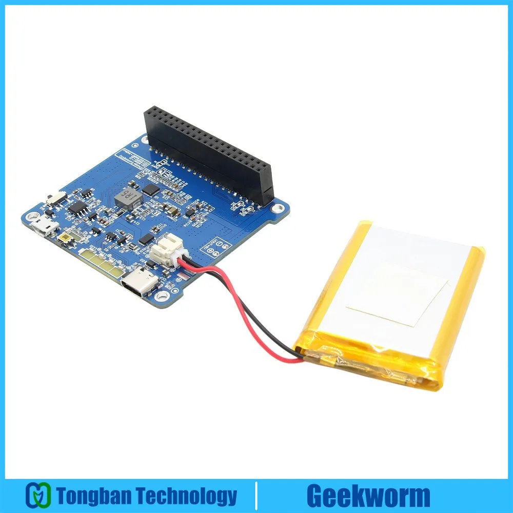 

Raspberry Pi 4 Model B/3B+/3B UPS HAT 2 + Type-C, Auto Power On Li-ion Battery Power Source Module Expansion Board(With Battery)