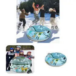 Snow Tube Snowfield Pattern Environmentally Friendly PVC Inflatable Ski Ring With Handle Snow Sled Inflatable Sled